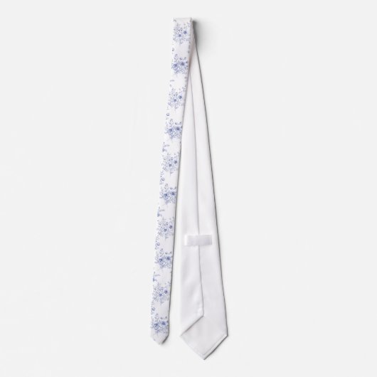 Classic Blue Flowers Pattern French blue toile Krawatte (Rückseite)