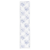 Classic Blue Flowers Pattern French blue toile Kurzer Tischläufer (Vorderseite)