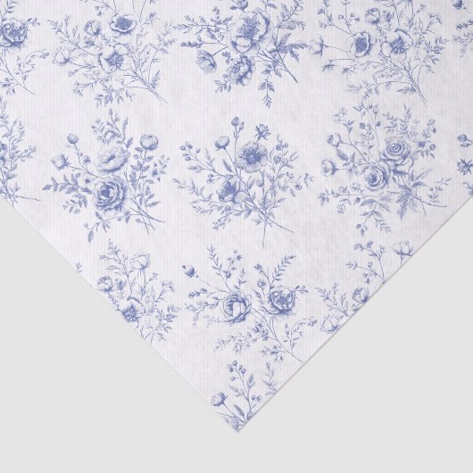 Classic Blue Flowers Pattern French blue toile Seidenpapier (Ausschnitt)