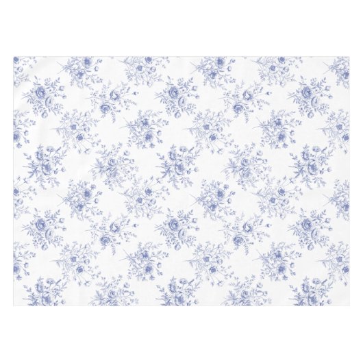 Classic Blue Flowers Pattern French blue toile Tischdecke (Vorderseite (Horizontal))