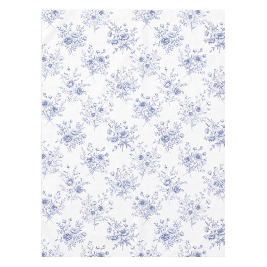 Classic Blue Flowers Pattern French blue toile Tischdecke (Vorderseite)