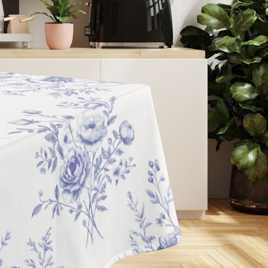 Classic Blue Flowers Pattern French blue toile Tischdecke