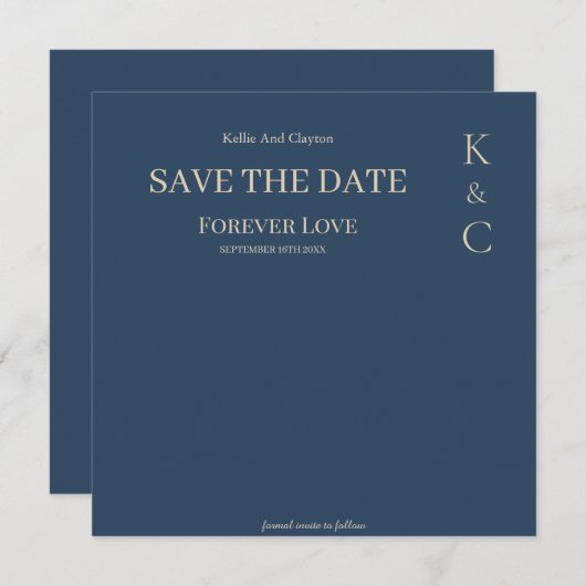 Classic Blue Forever Love Wedding Save the Date (Vorne/Hinten)