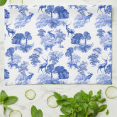 Classic Blue French Toile Deer Forest Geschirrtuch (Gefaltet)
