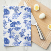 Classic Blue French Toile Deer Forest Geschirrtuch (Viertel Falte)