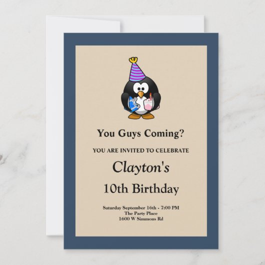 Classic Blue Gerahmt Funny Birthday Party Einladung (Vorderseite)
