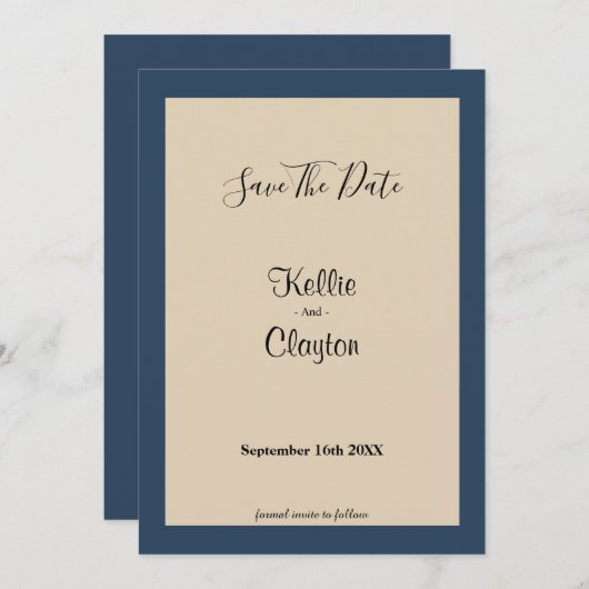 Classic Blue Gerahmt Save the Date (Vorne/Hinten)