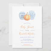 Classic Blue Ginger Jars Pumpkin Baby Shower Party Einladung (Vorderseite)