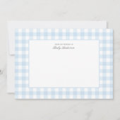 Classic Blue Gingham Baby Dusche Danke Karte (Vorderseite)