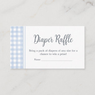 Classic Blue Gingham Baby Duwer Diaper Raffle Begleitkarte