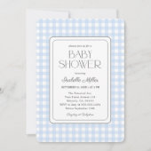Classic Blue Gingham Boy Baby Shower Einladung (Vorderseite)