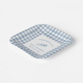 Classic Blue Gingham Boy Baby Shower Pappteller (Gewinkelt)
