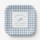 Classic Blue Gingham Boy Baby Shower Pappteller (Vorderseite)