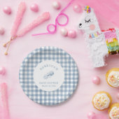 Classic Blue Gingham Boy Baby Shower Pappteller (Party)