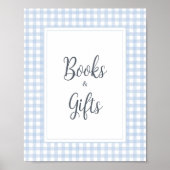Classic Blue Gingham Bücher und Geschenke Poster (Vorne)