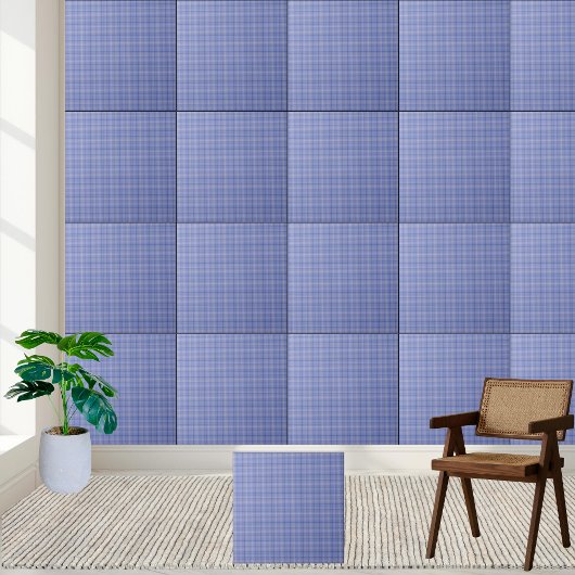 Classic Blue Gingham Checkered Keramik Tile Fliese