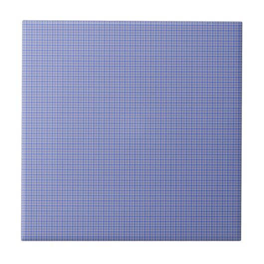 Classic Blue Gingham Checkered Keramik Tile Fliese (Vorderseite)