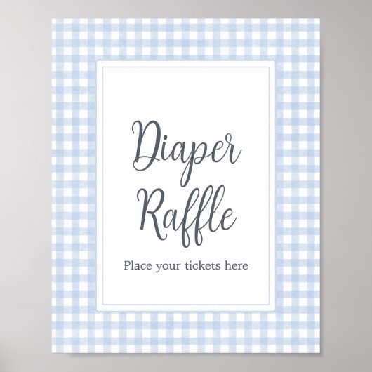 Classic Blue Gingham Diaper Raffle Poster (Vorne)