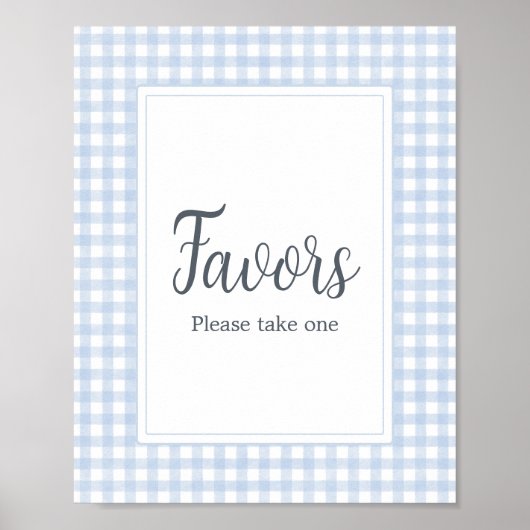 Classic Blue Gingham Favors Poster (Vorne)