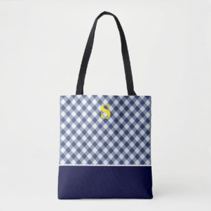 Classic Blue Gingham Monogram Tasche