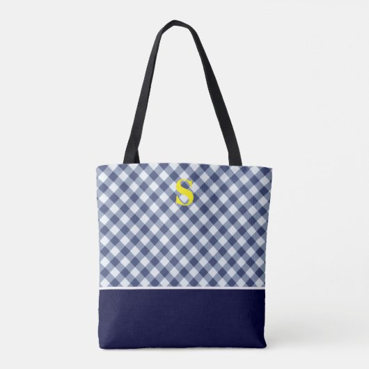 Classic Blue Gingham Monogram Tasche (Rückseite)