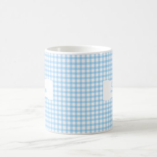 Classic Blue Gingham Personalized Name Kaffeetasse (Mittel)