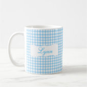 Classic Blue Gingham Personalized Name  Kaffeetasse (Links)
