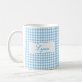 Classic Blue Gingham Personalized Name Kaffeetasse