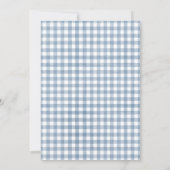 Classic Blue Gingham Rattle Boy Baby Shower Dankeskarte (Rückseite)
