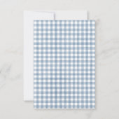 Classic Blue Gingham Rattle Boy Baby Shower Dankeskarte (Rückseite)