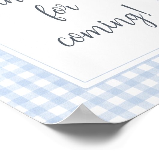 Classic Blue Gingham Vielen Dank für Ihr Kommen Poster (Ecke)
