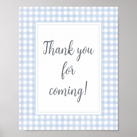 Classic Blue Gingham Vielen Dank für Ihr Kommen Poster (Vorne)