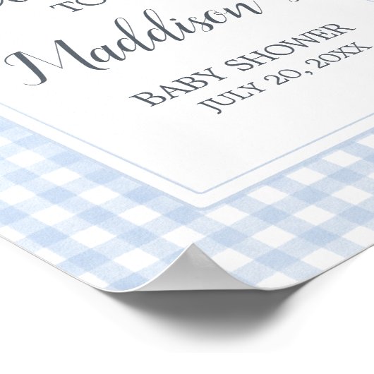 Classic Blue Gingham Willkommen Poster (Ecke)