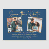 Classic Blue Gold 2 Foto Speichern Sie das Date Ma Magnetkarte (Vorderseite)