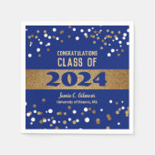 Classic Blue Gold Class 2024 Name Abschluss Serviette (Vorderseite)