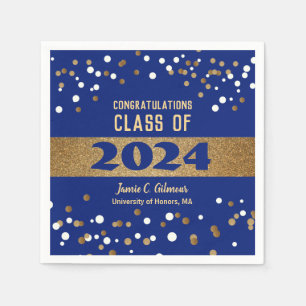 Classic Blue Gold Class 2024 Name Abschluss Serviette