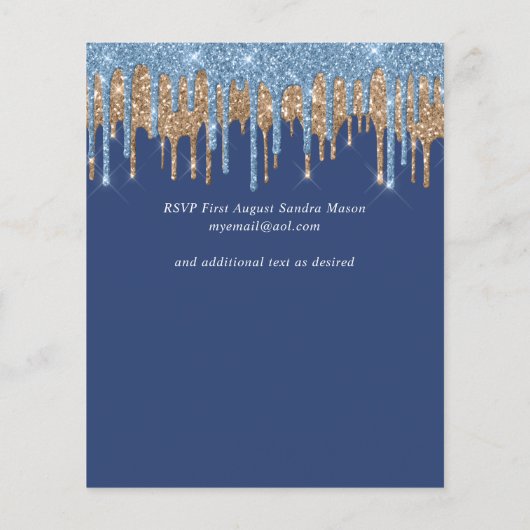Classic Blue Gold Dripping Glitzer Wedding (Rückseite)