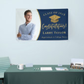 Classic Blue Gold Graduate Foto Graduate Party Banner (Messeveranstaltung)