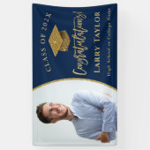Classic Blue Gold Graduate Foto Graduate Party Banner (Vertikal)