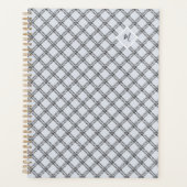 Classic Blue Gray Kariert mit Monogramm Planer (Vorderseite)