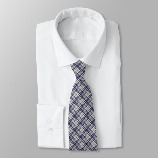 Classic Blue Gray Karo Kariert Neck Tie Krawatte (Gebunden)