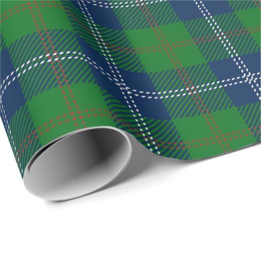 Classic Blue Green Christmas Tartan Kariertes Must Geschenkpapier (Rolleneckpunkt)