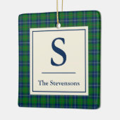 Classic Blue Green Tartan Kariert Personalisiert   Keramikornament (Links)