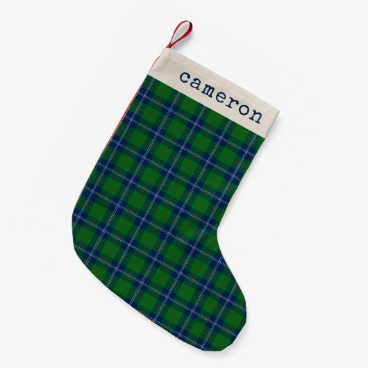 Classic Blue Green Tartan Kariert Personalisiert  Kleiner Weihnachtsstrumpf (Vorderansicht (hängend))