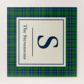 Classic Blue Green Tartan Kariert Personalisiert Puzzle (Horizontal)