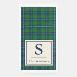 Classic Blue Green Tartan Kariert Personalisiert Serviette
