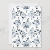 Classic Blue Grey Floral Boho Hochzeitseinladung Einladung (Rückseite)