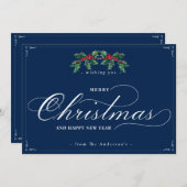 Classic Blue Happy New Year Frohe Weihnachtskarte (Vorne/Hinten)