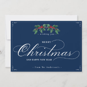 Classic Blue Happy New Year Frohe Weihnachtskarte
