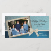 Classic Blue Holiday Greetings Feiertagskarte (Vorne/Hinten)